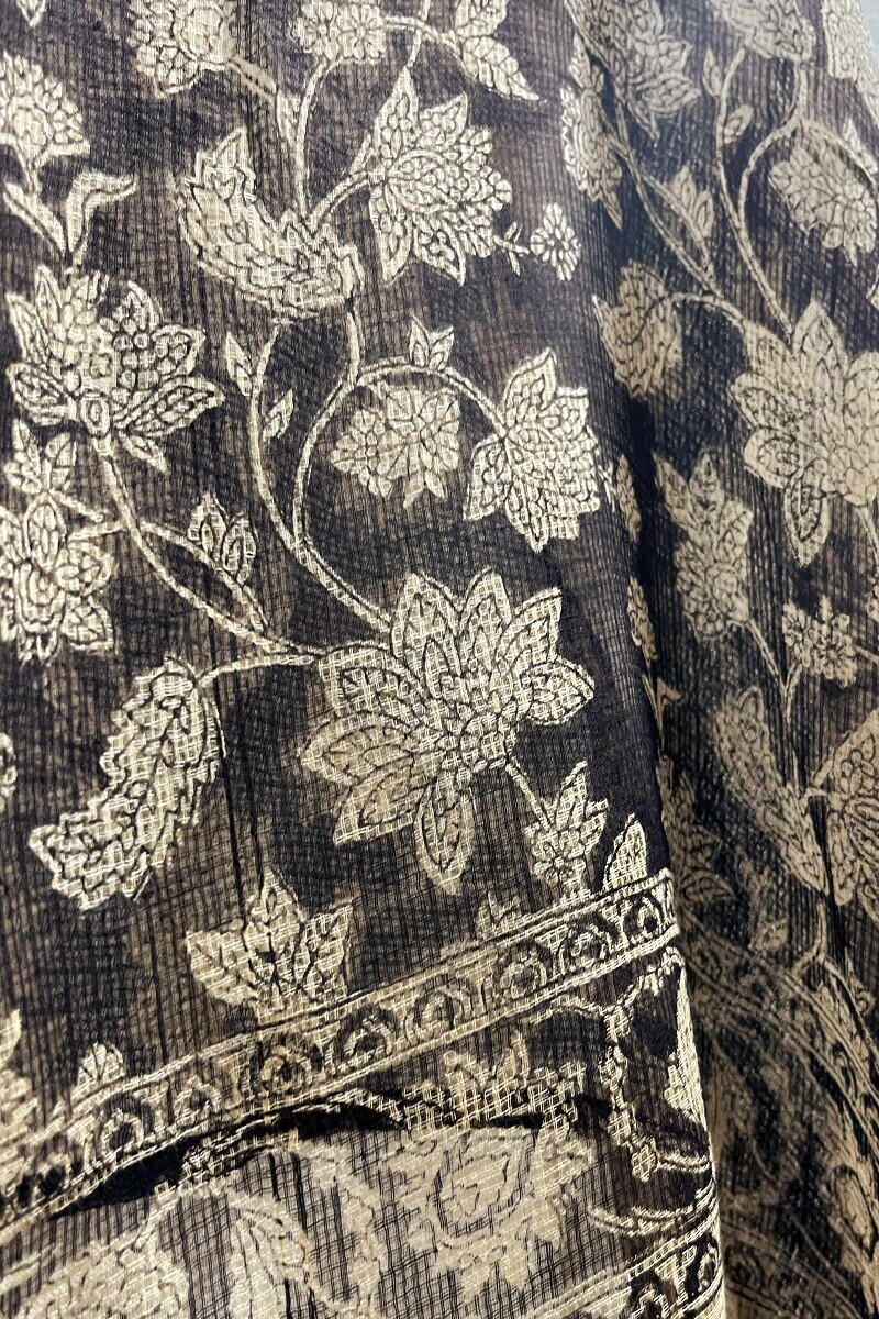Black Hand Block-Printed Kota Dupatta