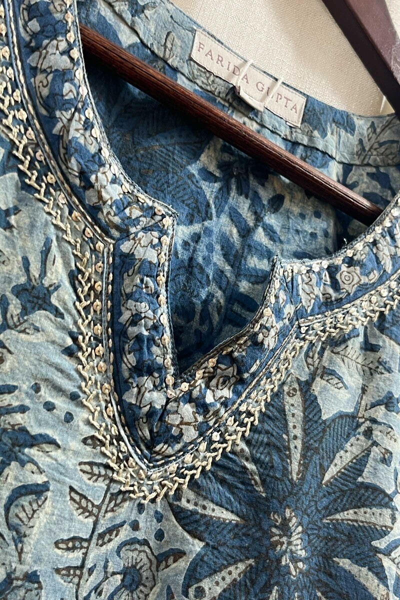 Akola Hand Block-Printed Straight Cotton Kurta