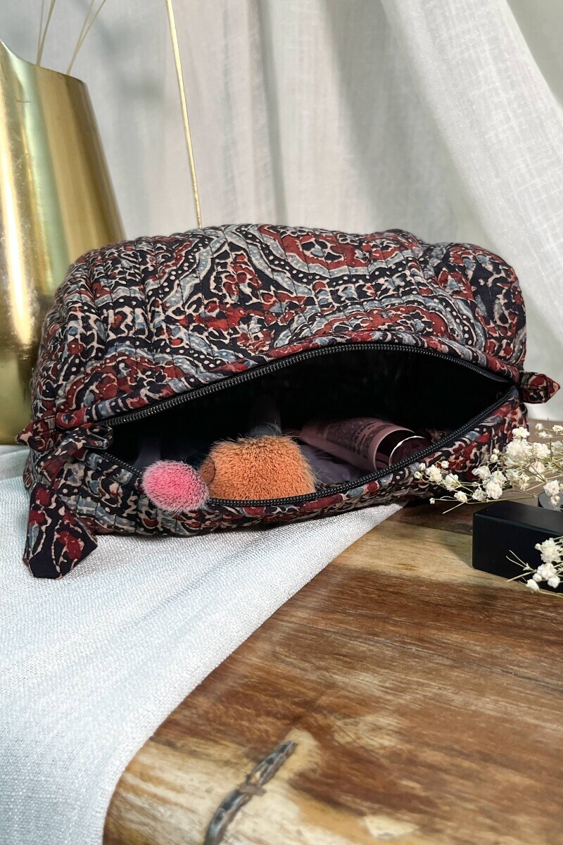 Ajrak Hand Block-Printed Cotton Vanity Pouch