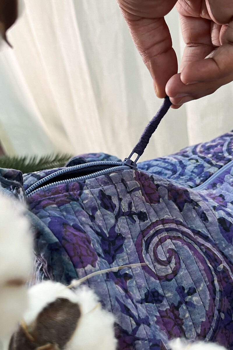 Akola Hand Block-Printed Cotton Duffel Bag