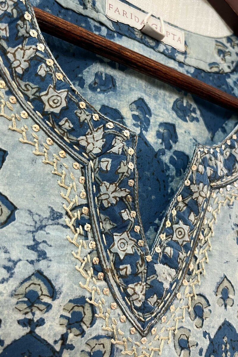 Akola Hand Block-Printed Straight Cotton Kurta