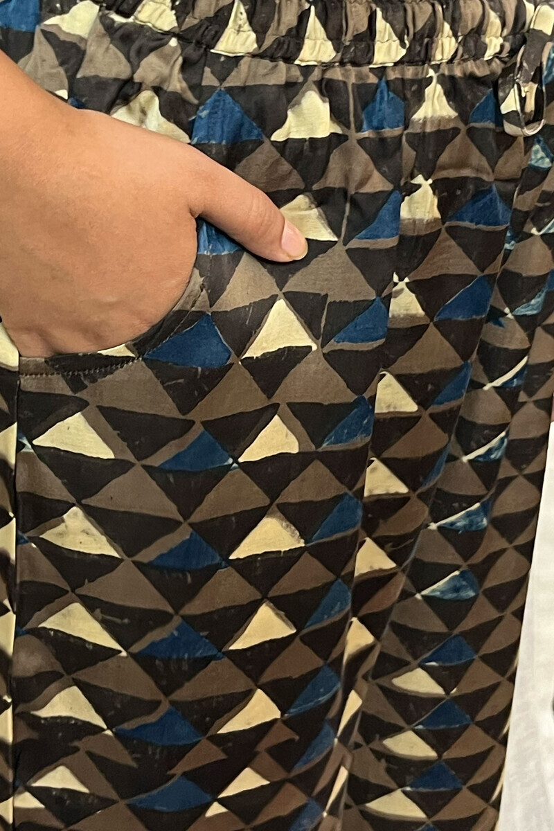 Ajrak Hand Block-Printed Modal Satin Farsi