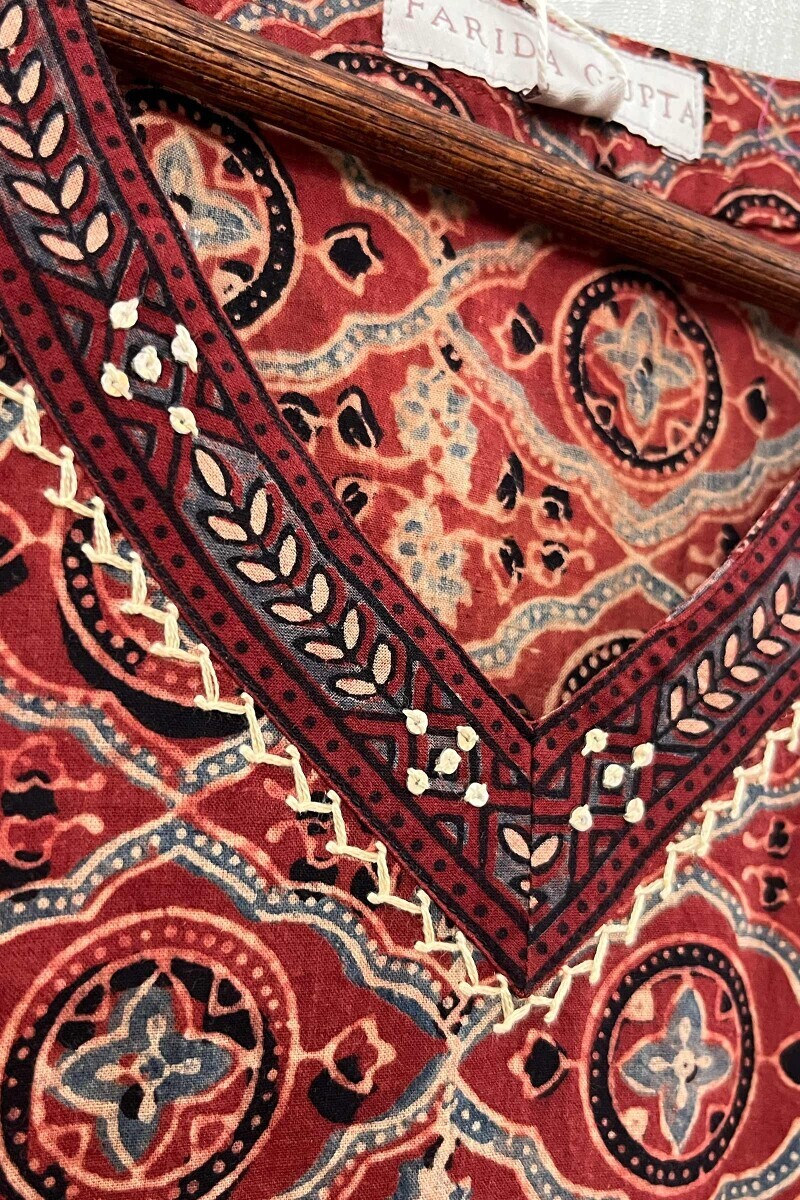 Ajrak Hand Block-Printed Straight Cotton Kurta