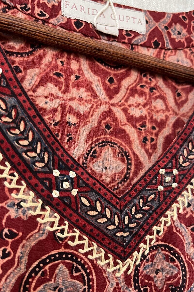 Ajrak Hand Block-Printed Straight Cotton Kurta