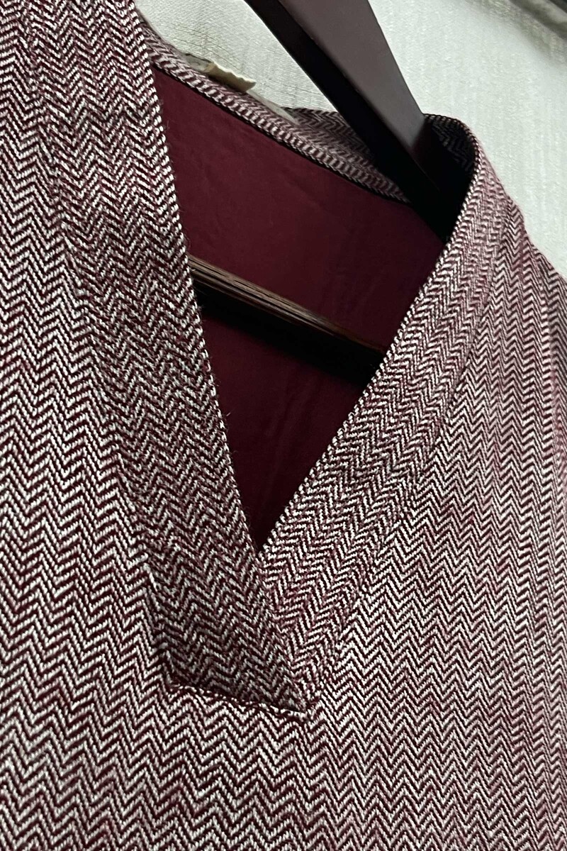 Plum Handcrafted Straight Faux Wool Kurta