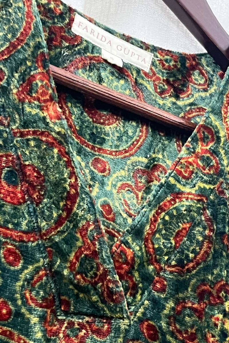 Ajrak Hand Block-Printed Straight Velvet Kurta