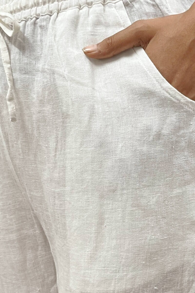 White Handcrafted Pure Linen Pants
