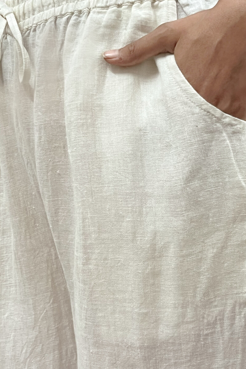 White Handcrafted Pure Linen Pants