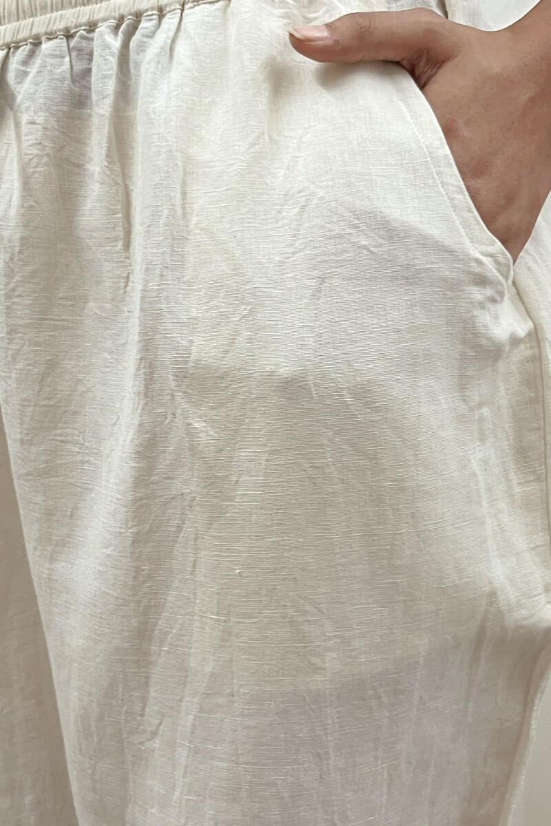 Cream Handcrafted Pure Linen Pants