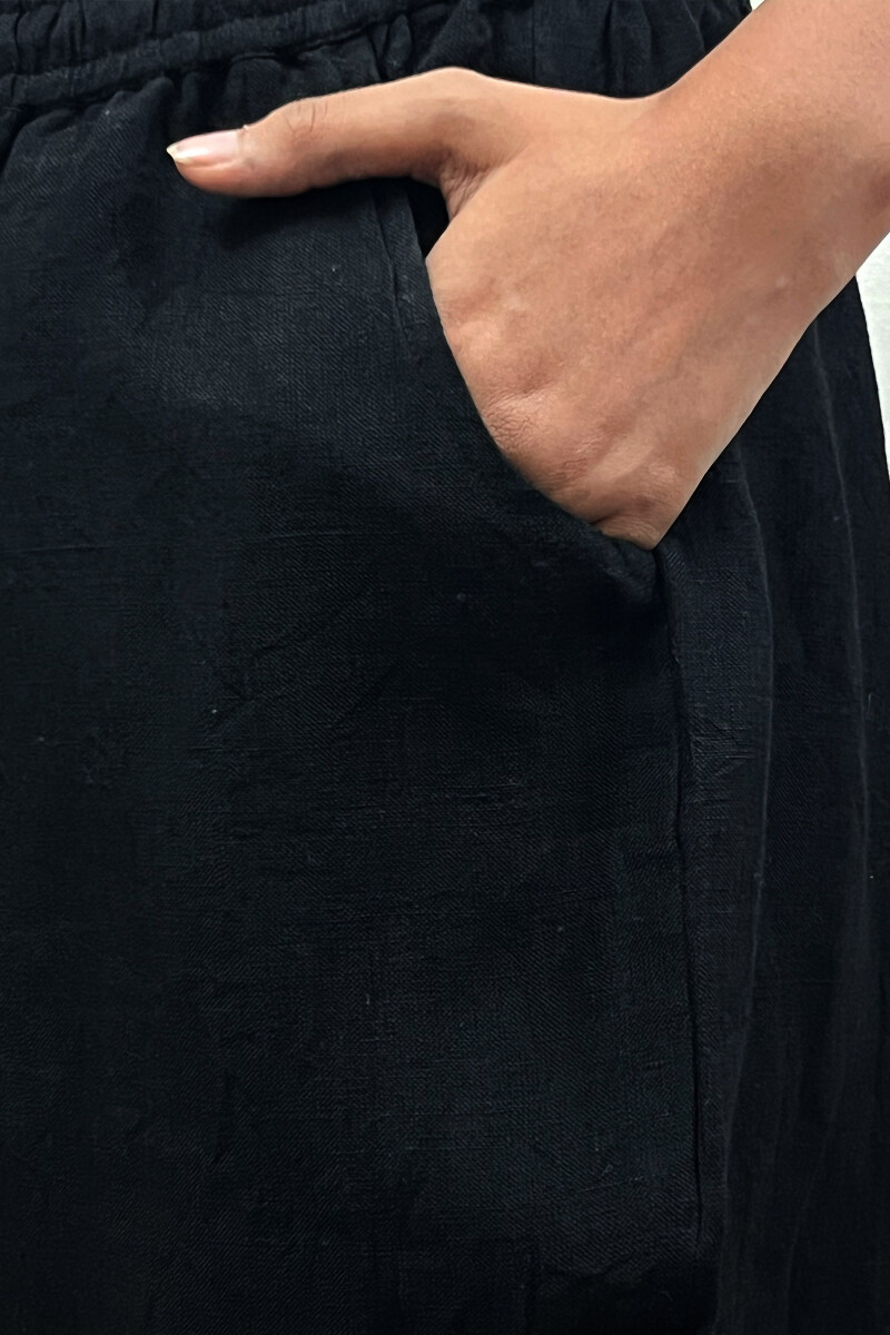 Black Handcrafted Pure Linen Pants