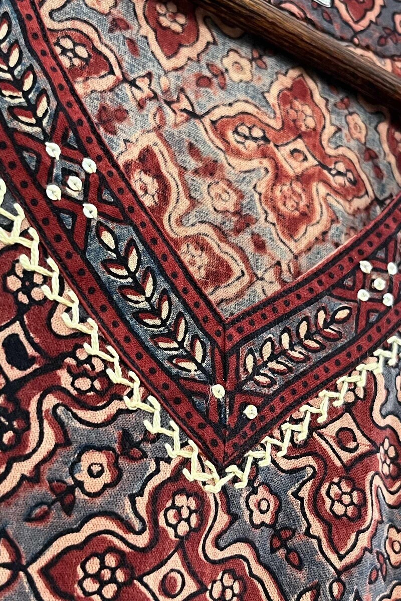 Ajrak Hand Block-Printed Straight Cotton Kurta