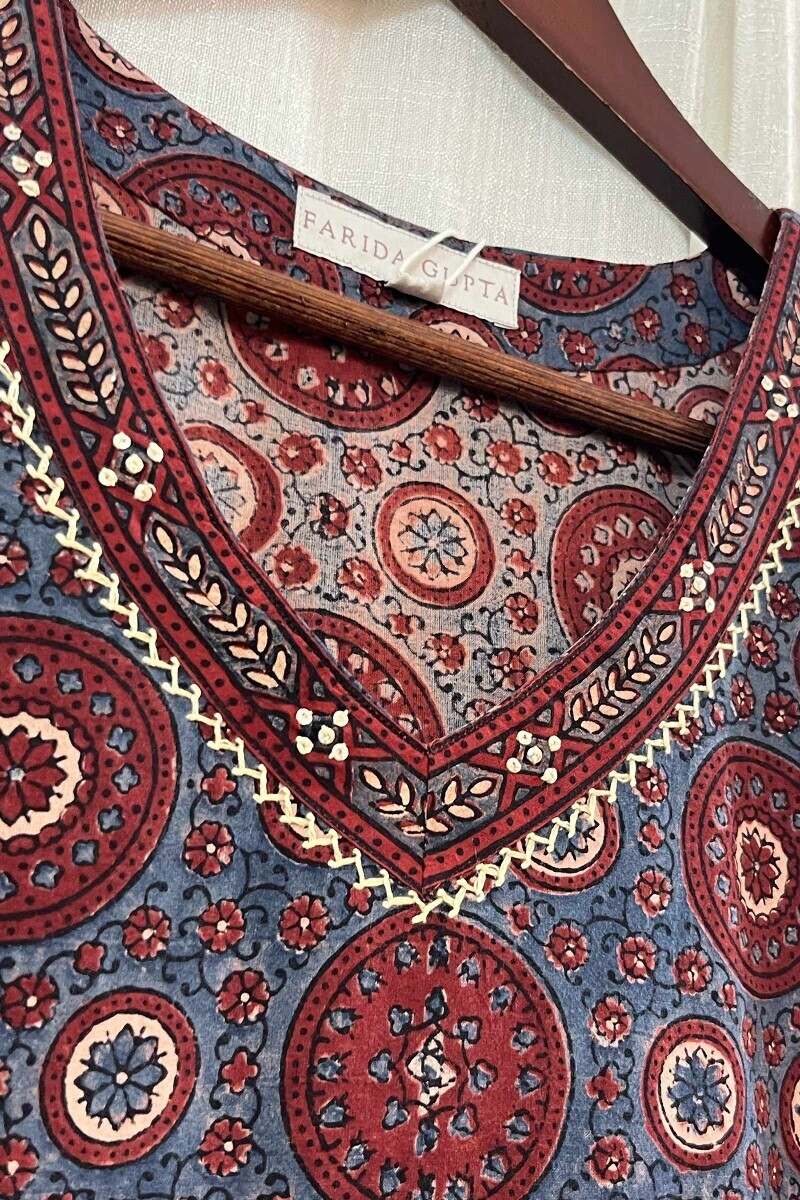 Ajrak Hand Block-Printed Straight Cotton Kurta