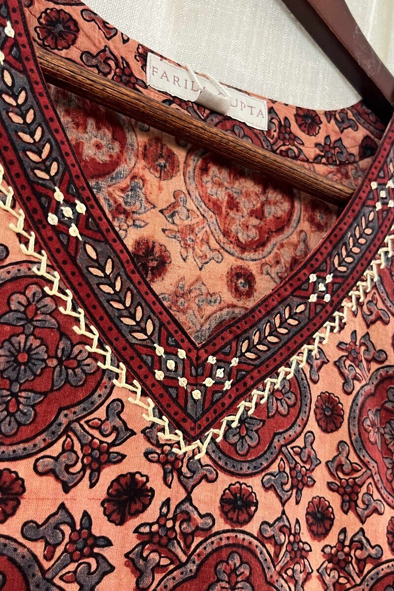 Ajrak Hand Block-Printed Straight Cotton Kurta