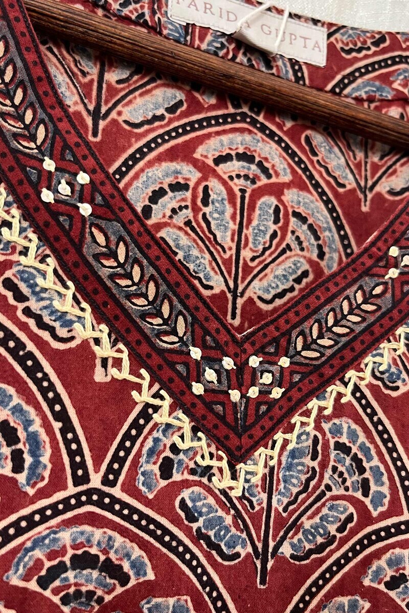 Ajrak Hand Block-Printed Straight Cotton Kurta
