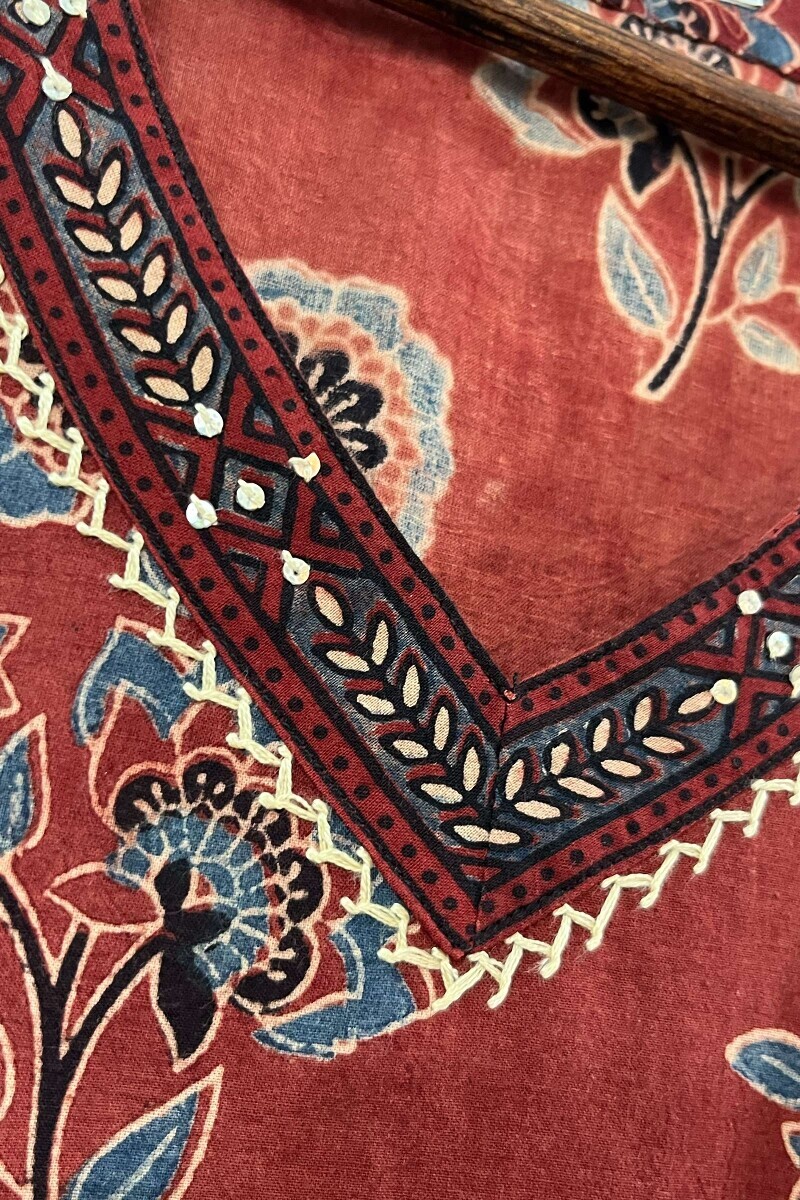 Ajrak Hand Block-Printed Straight Cotton Kurta