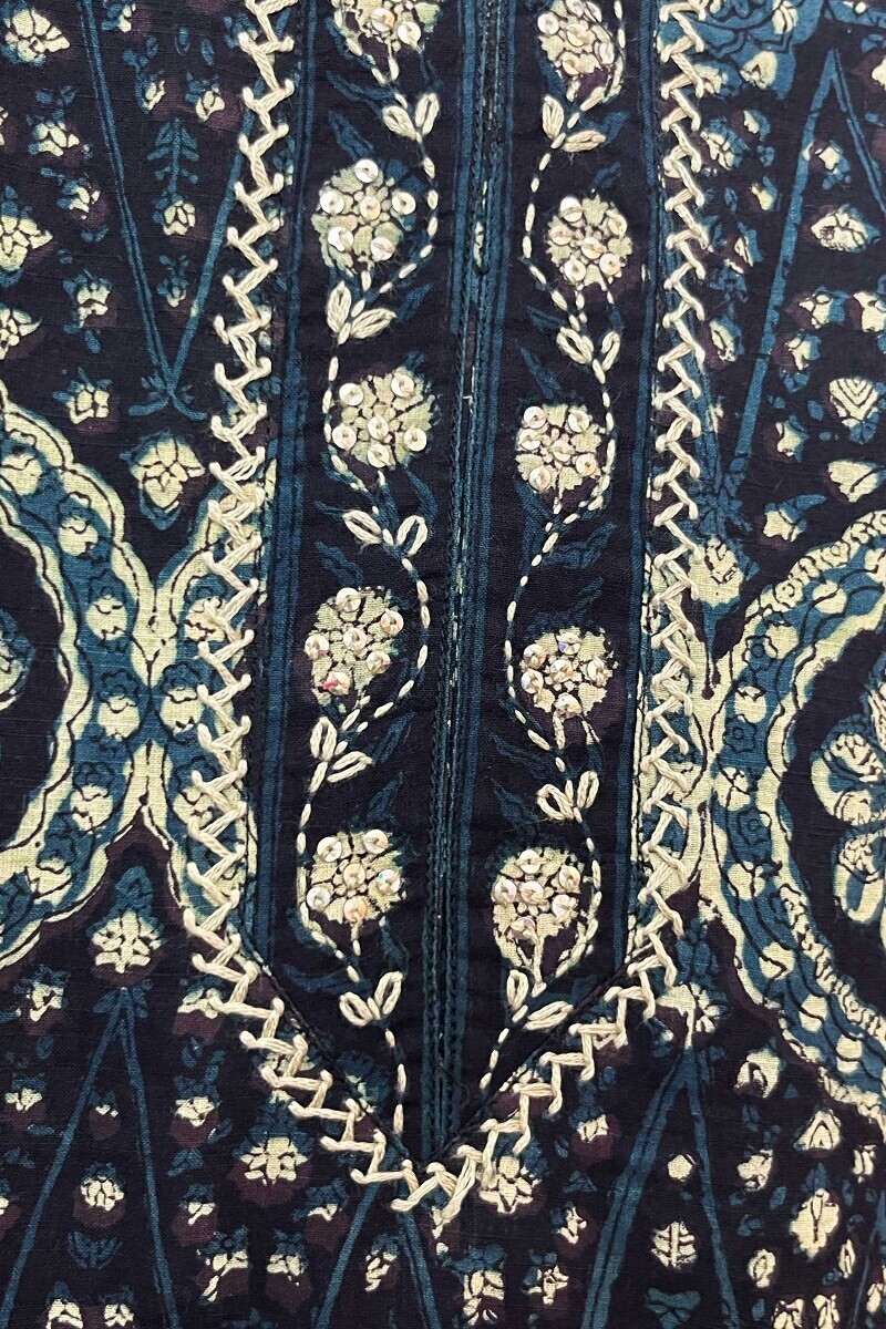Akola Hand Block-Printed Straight Cotton Kurta