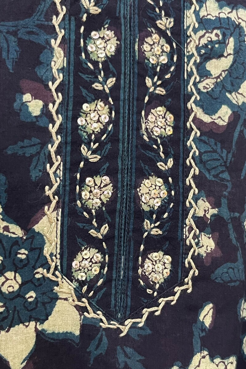 Akola Hand Block-Printed Straight Cotton Kurta