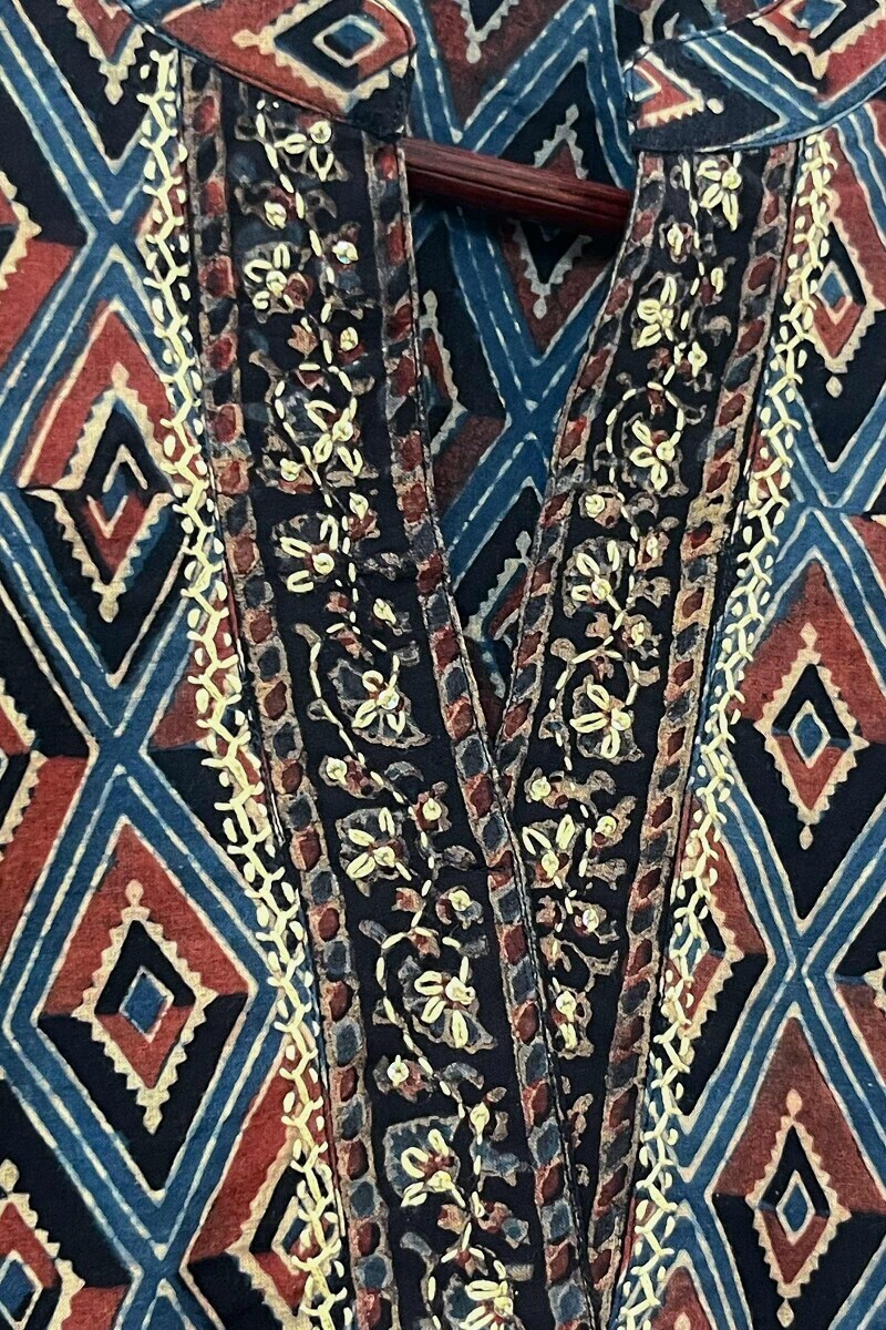 Ajrak Hand Block-Printed Cotton Top