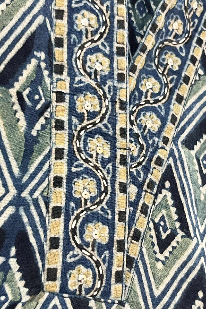 Ajrak Hand Block-Printed Cotton Top