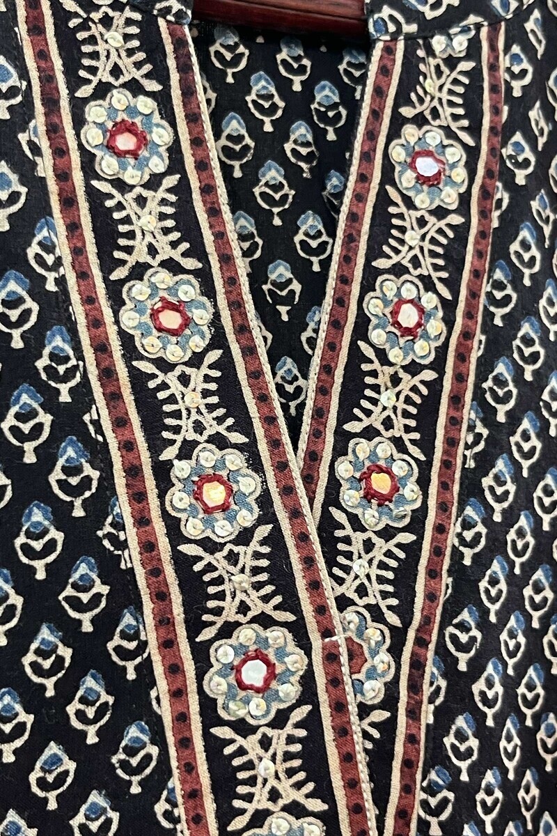 Ajrak Hand Block-Printed Cotton Top