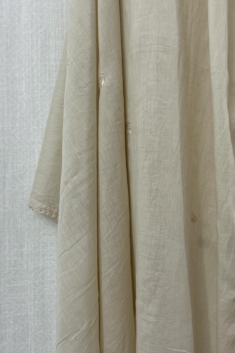 Beige Handcrafted Cotton Mul Dupatta