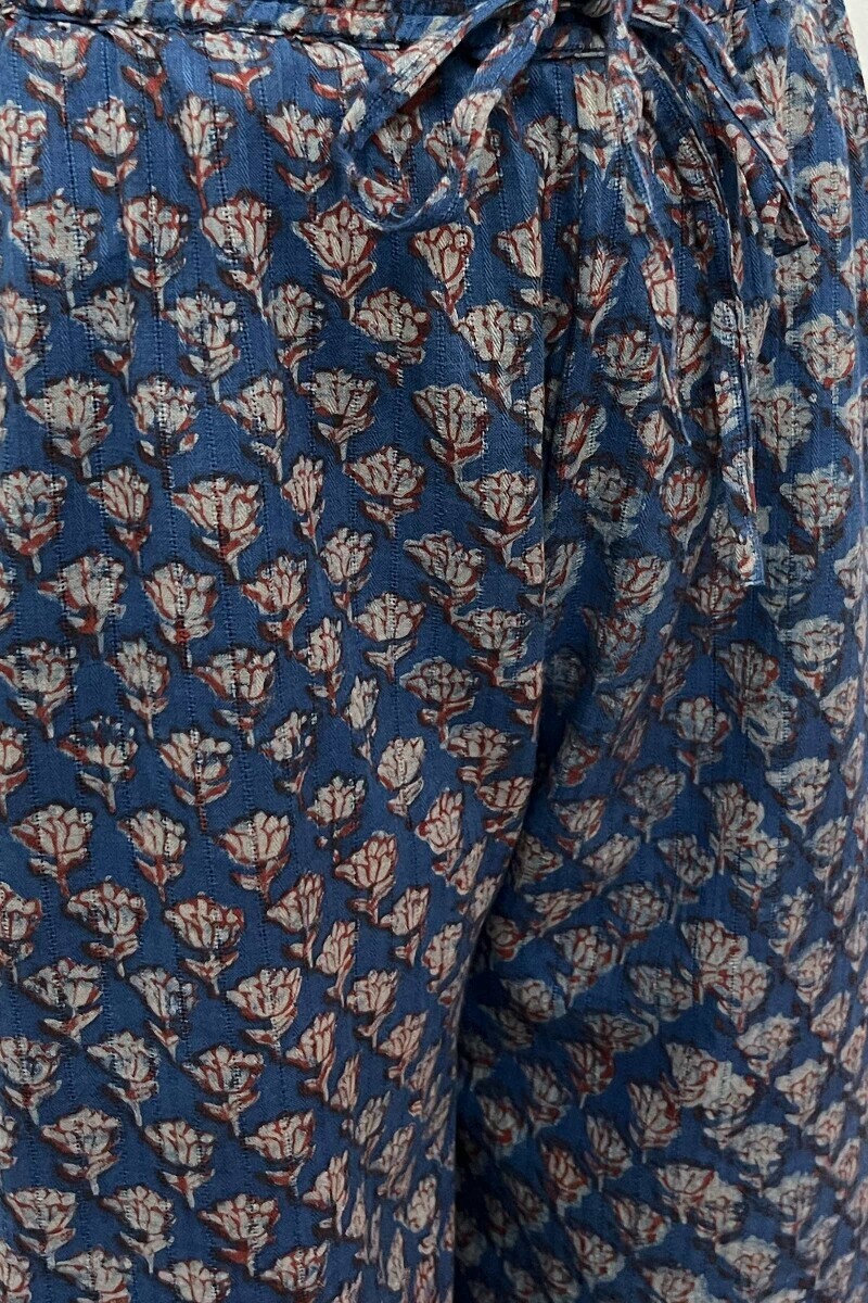 Akola Hand Block-Printed Cotton Dobby Izhaar Pants