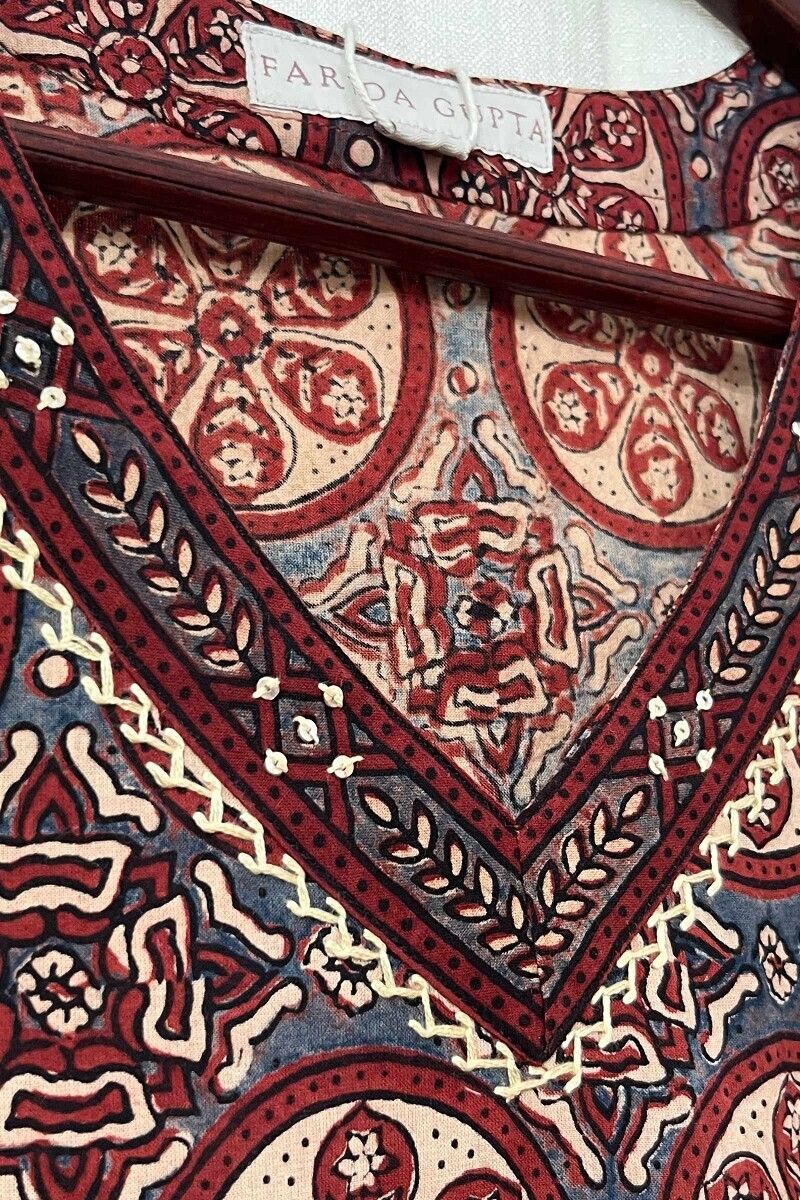 Ajrak Hand Block-Printed Straight Cotton Kurta