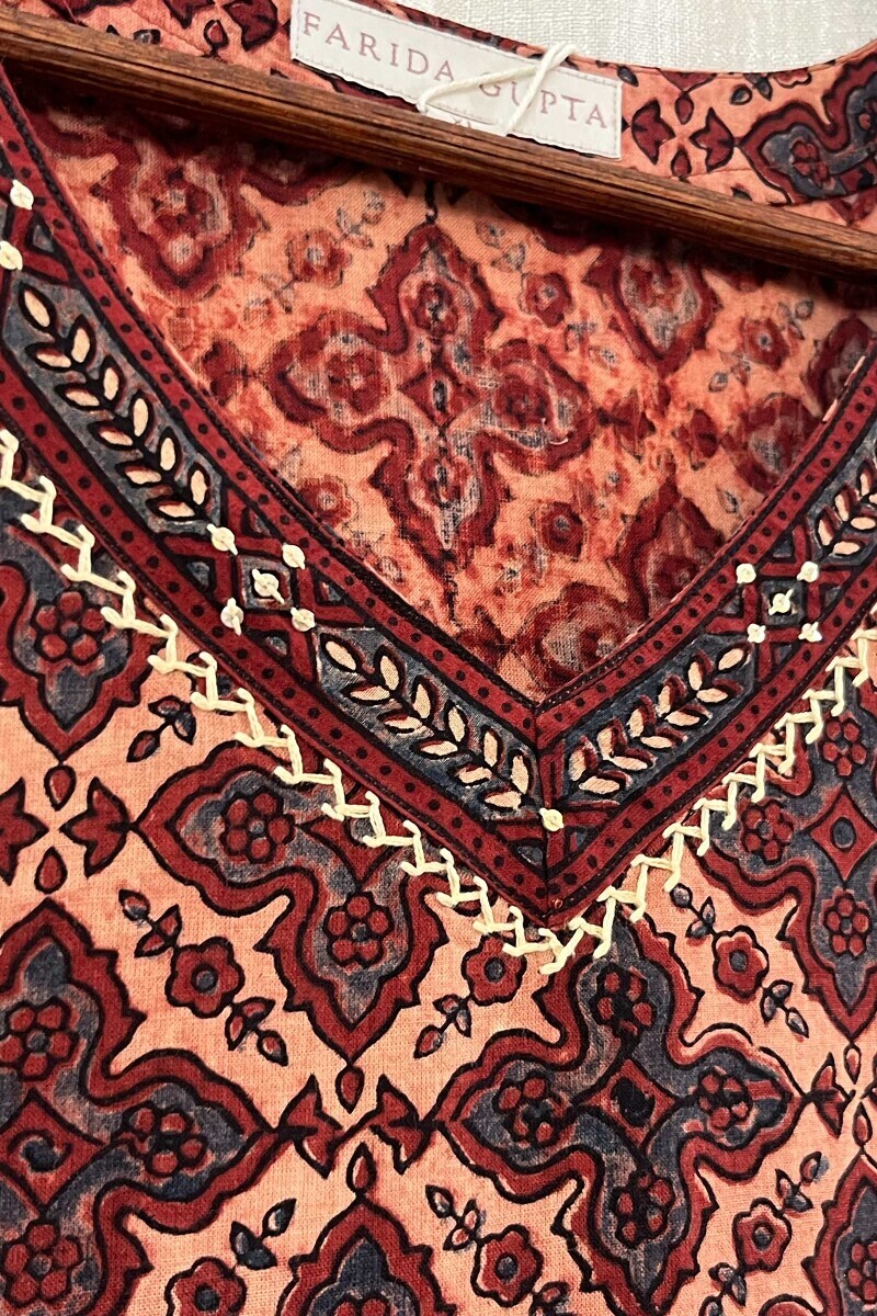 Ajrak Hand Block-Printed Straight Cotton Kurta
