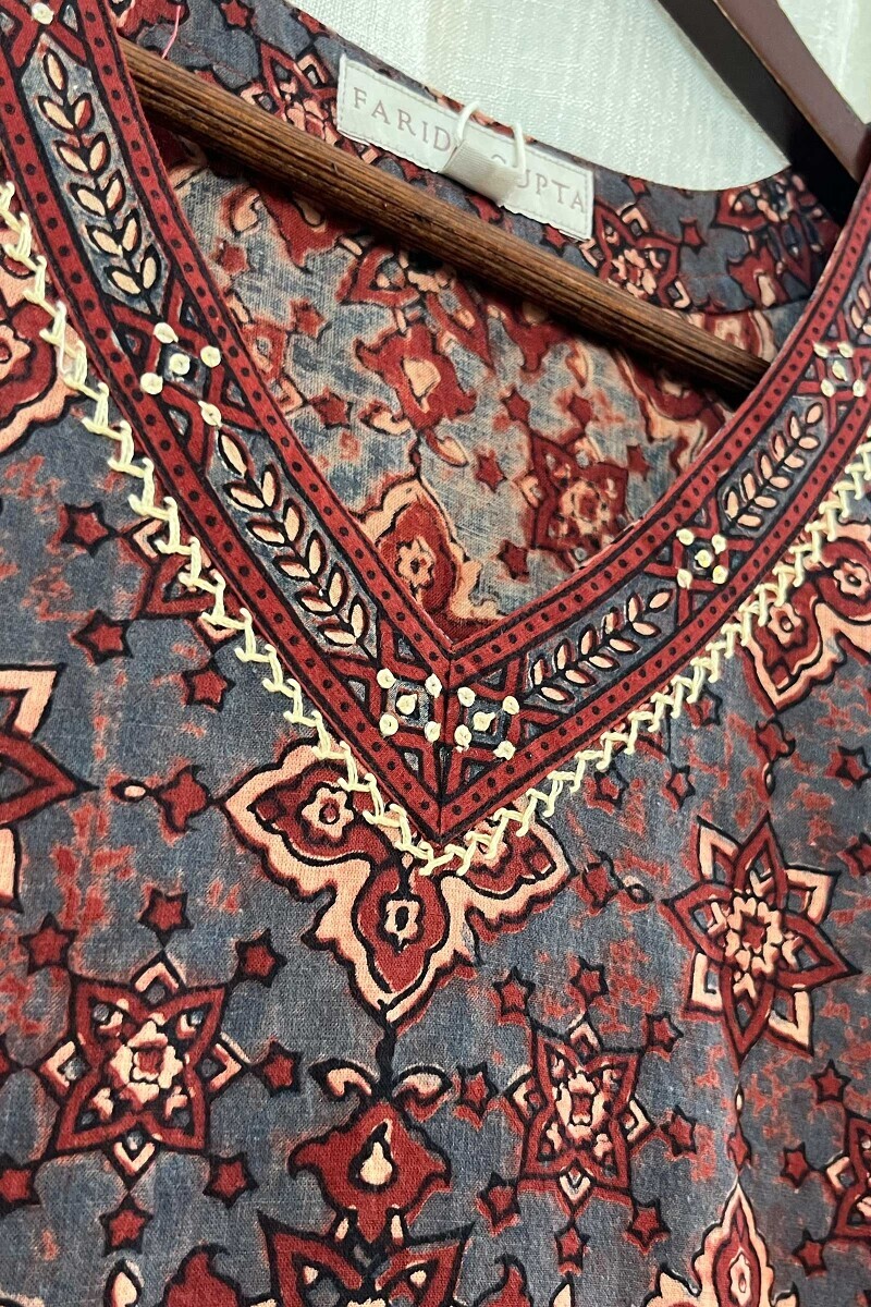 Ajrak Hand Block-Printed Straight Cotton Kurta