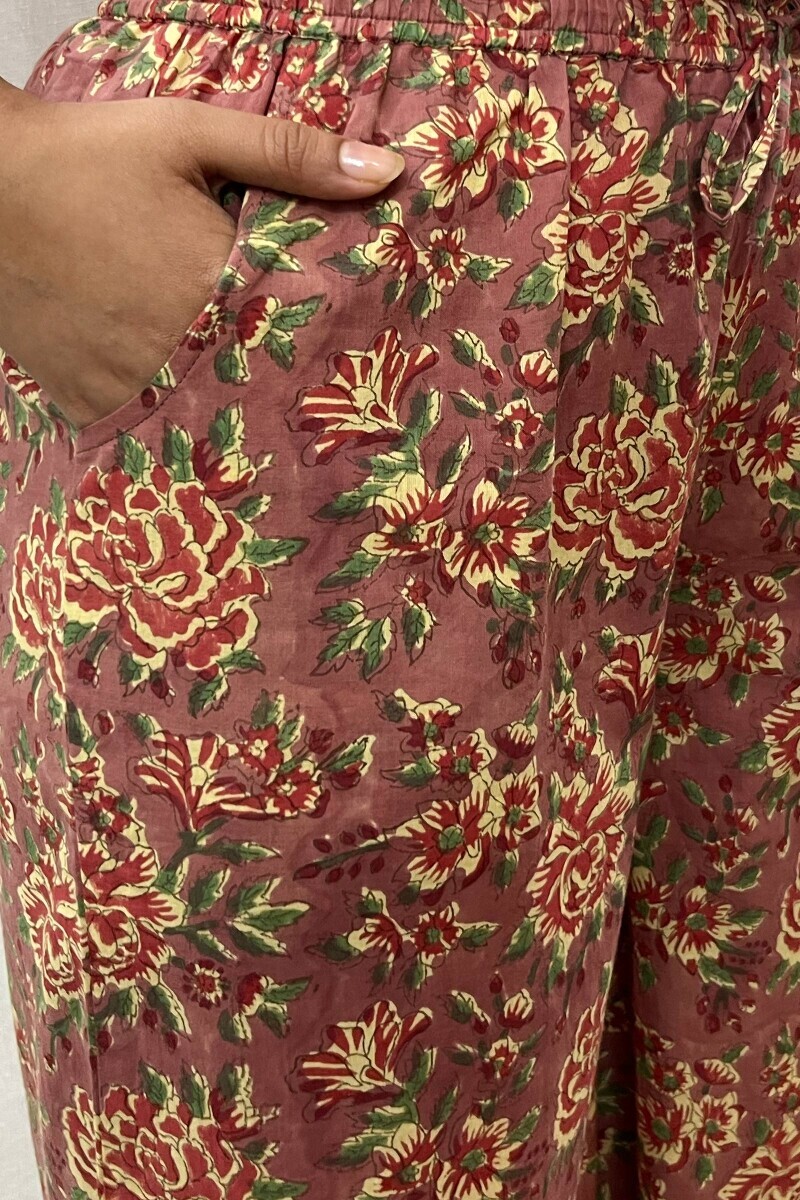 Pink Hand Printed Cotton Palazzo