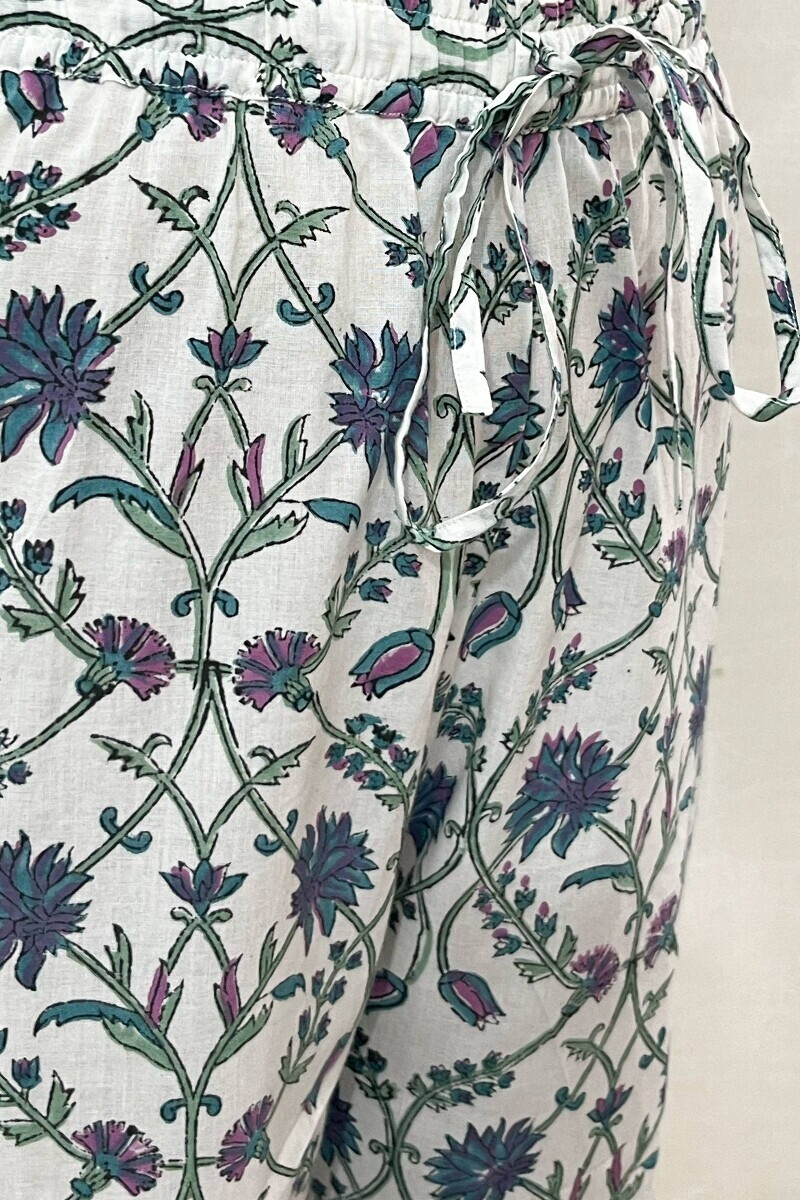 White Hand Block-Printed Cotton Farsi