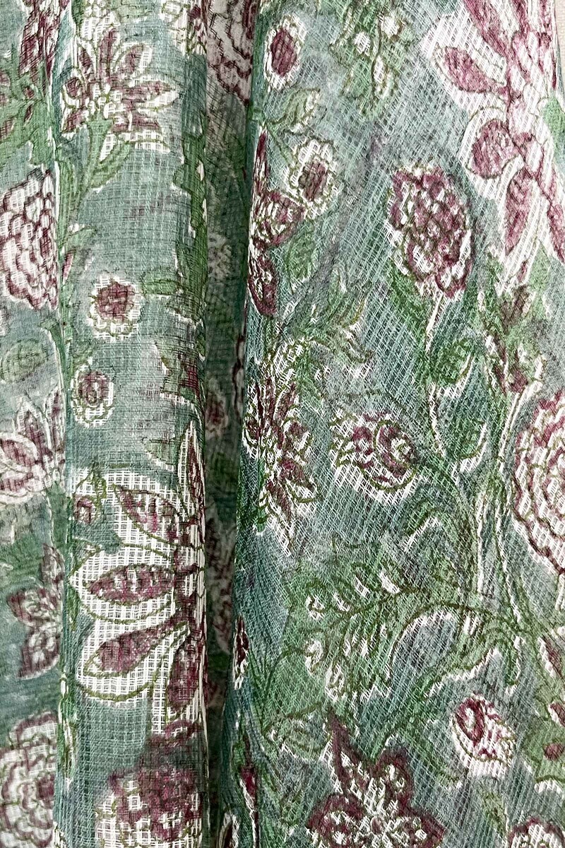Green Hand Block-Printed Kota Dupatta