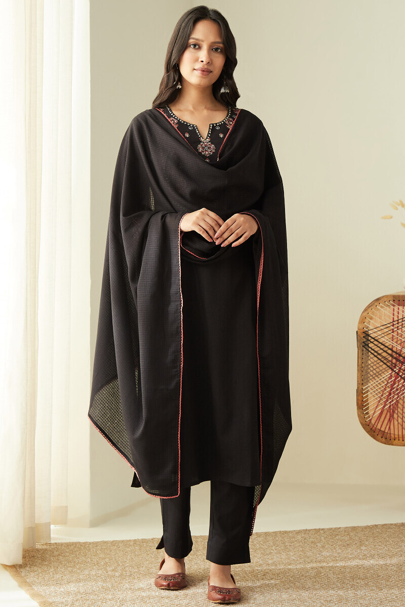 Black Handcrafted Kota Dupatta