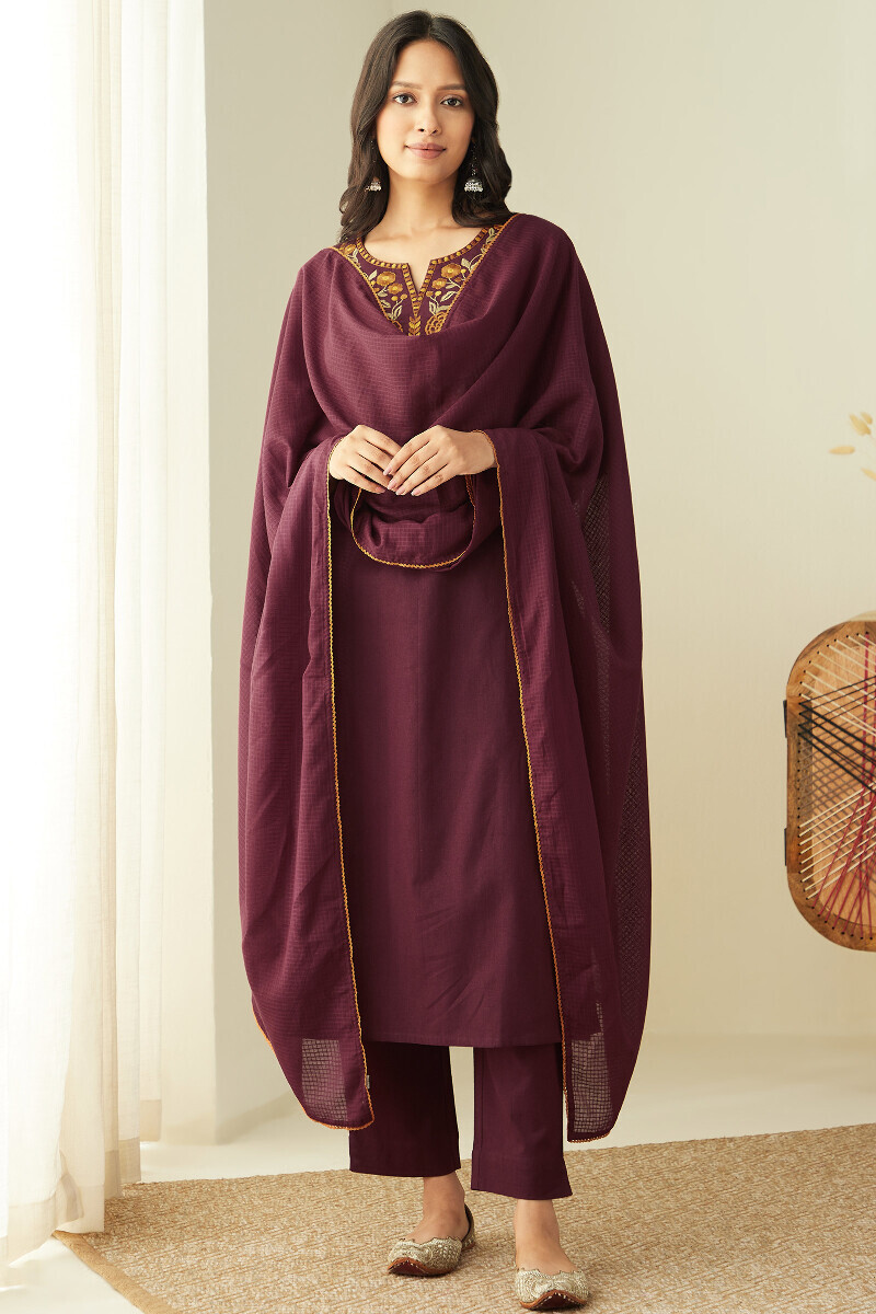 Plum Handcrafted Cotton Flax Narrow Pants