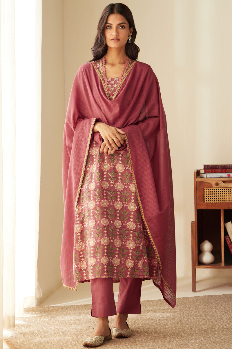 Pink Handcrafted Kota Dupatta