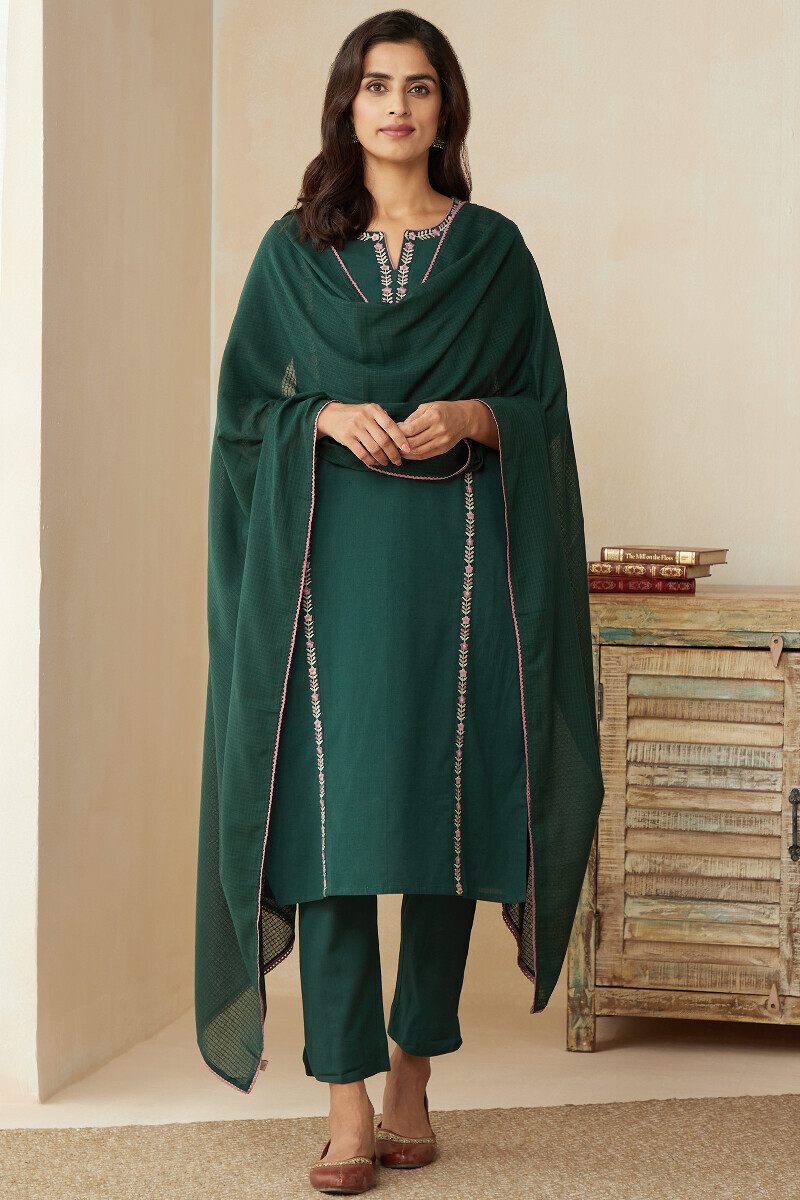 Green Handcrafted Kota Dupatta