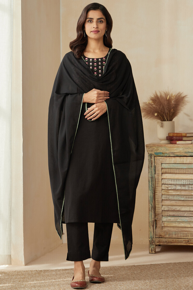 Black Handcrafted Kota Dupatta