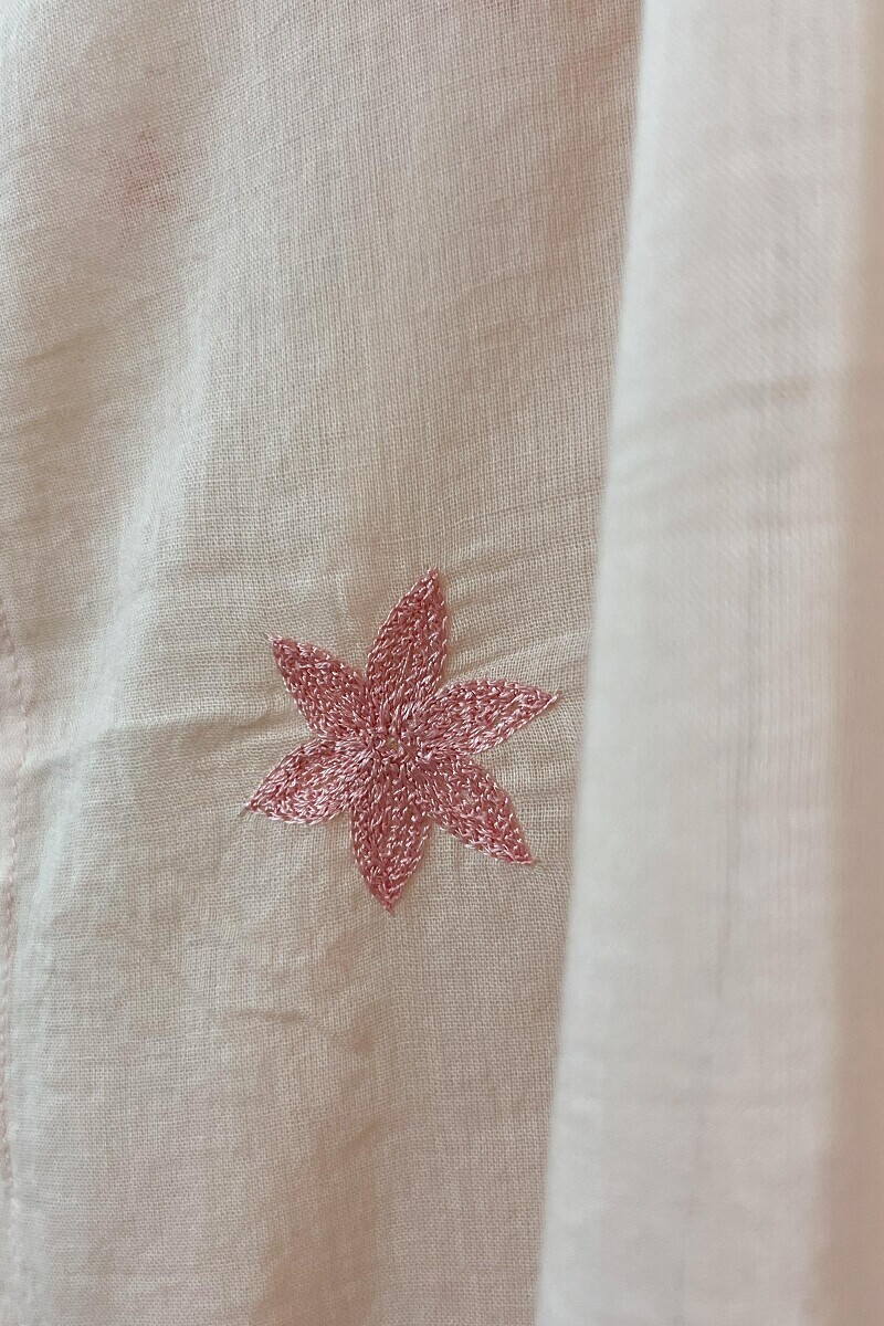 Peach Handcrafted Cotton Mul Dupatta