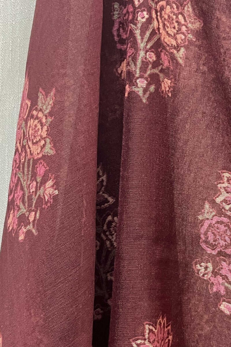 Maroon Hand Block-Printed Chanderi Dupatta