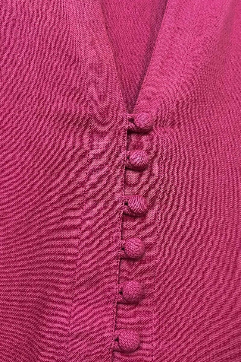 Pink Handcrafted Straight Cotton Flax Kurta