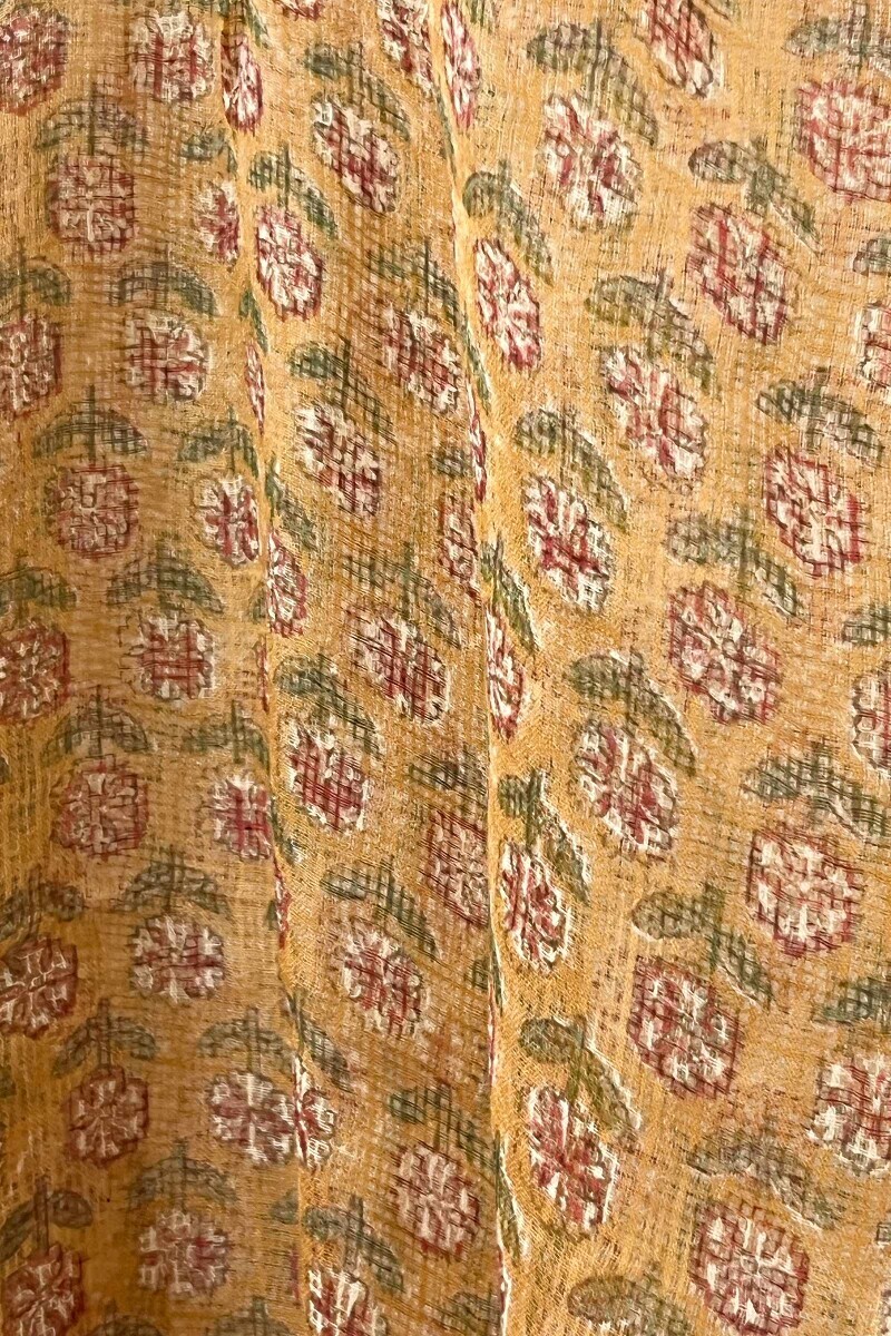 Yellow Hand Block-Printed Kota Dupatta