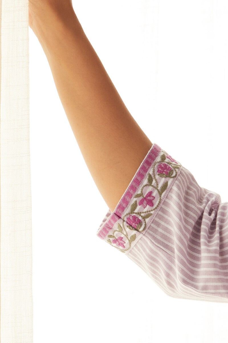 Purple Handcrafted Straight Cotton Kurta