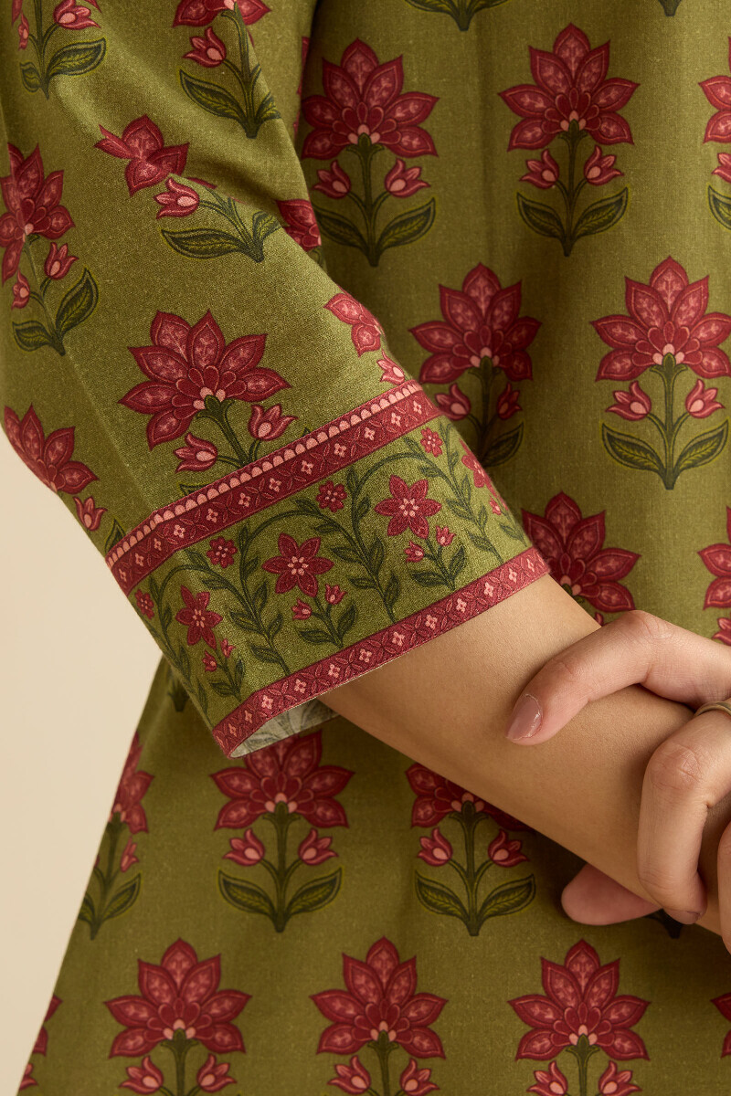 Green Printed Cotton Top
