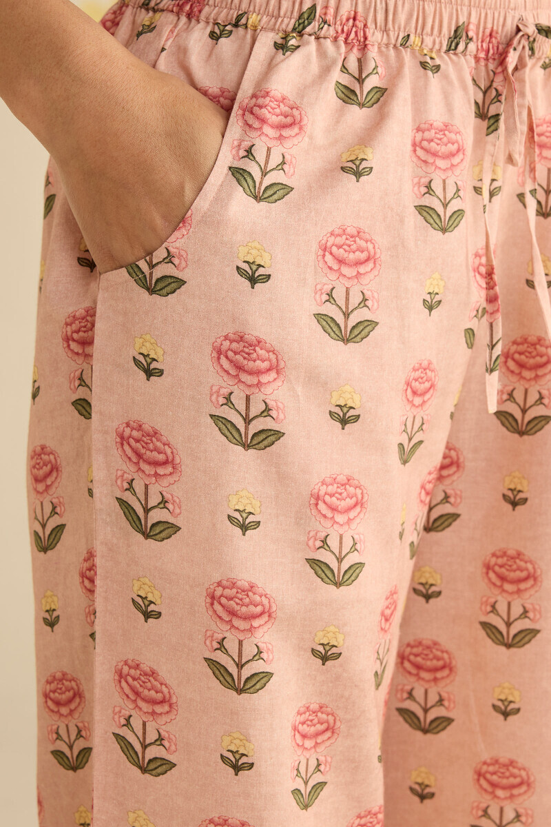 Peach Printed Cotton Farsi