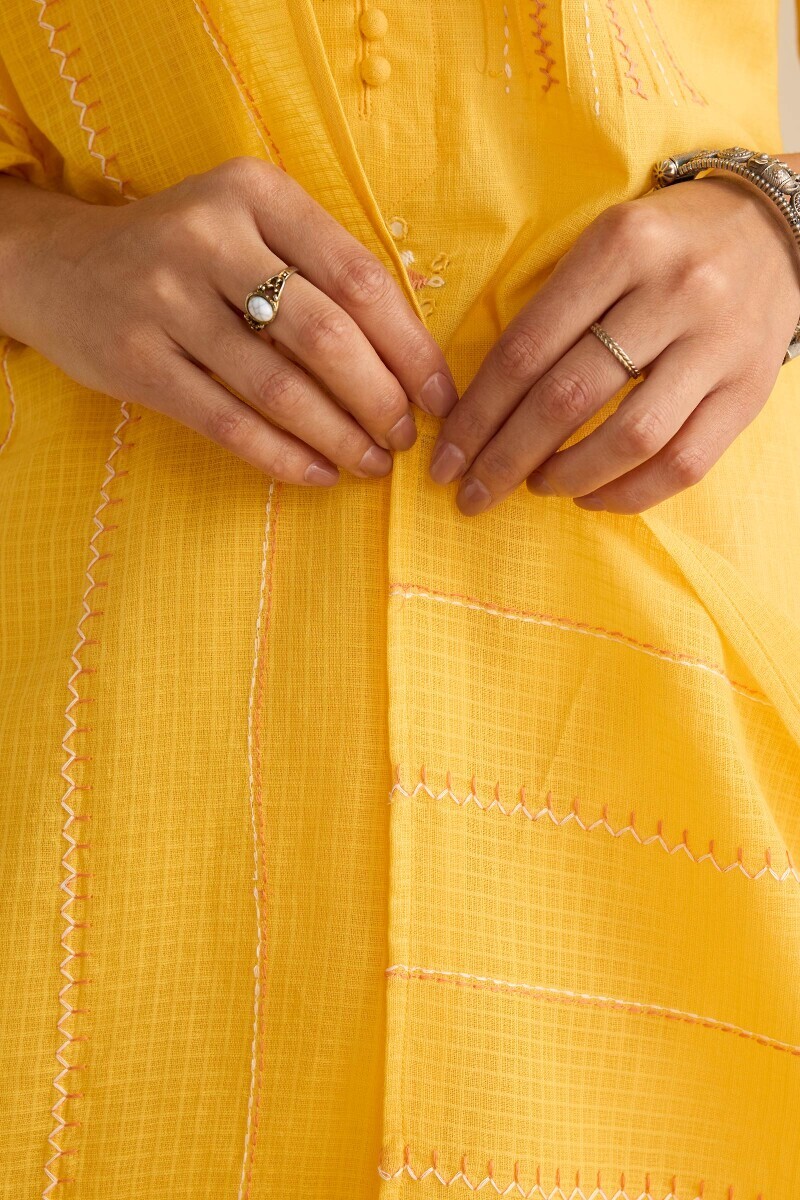 Yellow Handcrafted Kota Dupatta