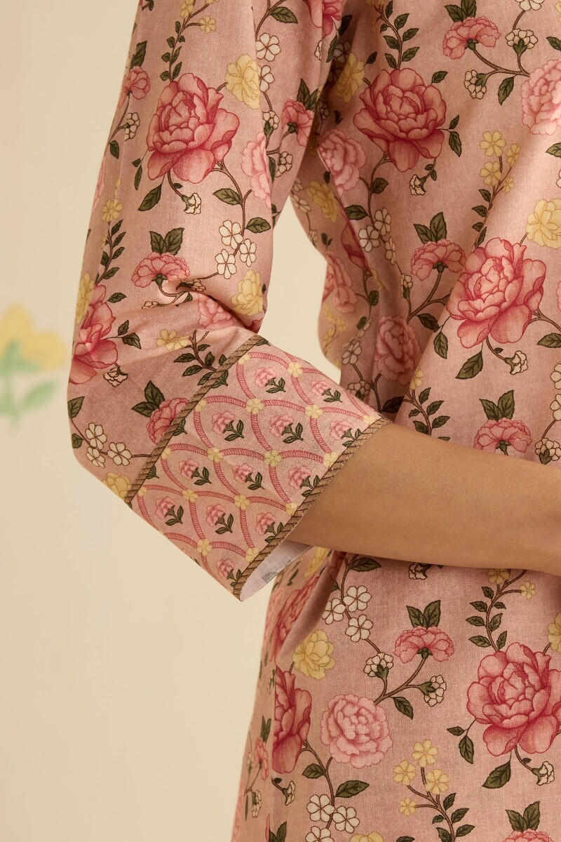 Peach Printed Cotton Loungewear Set