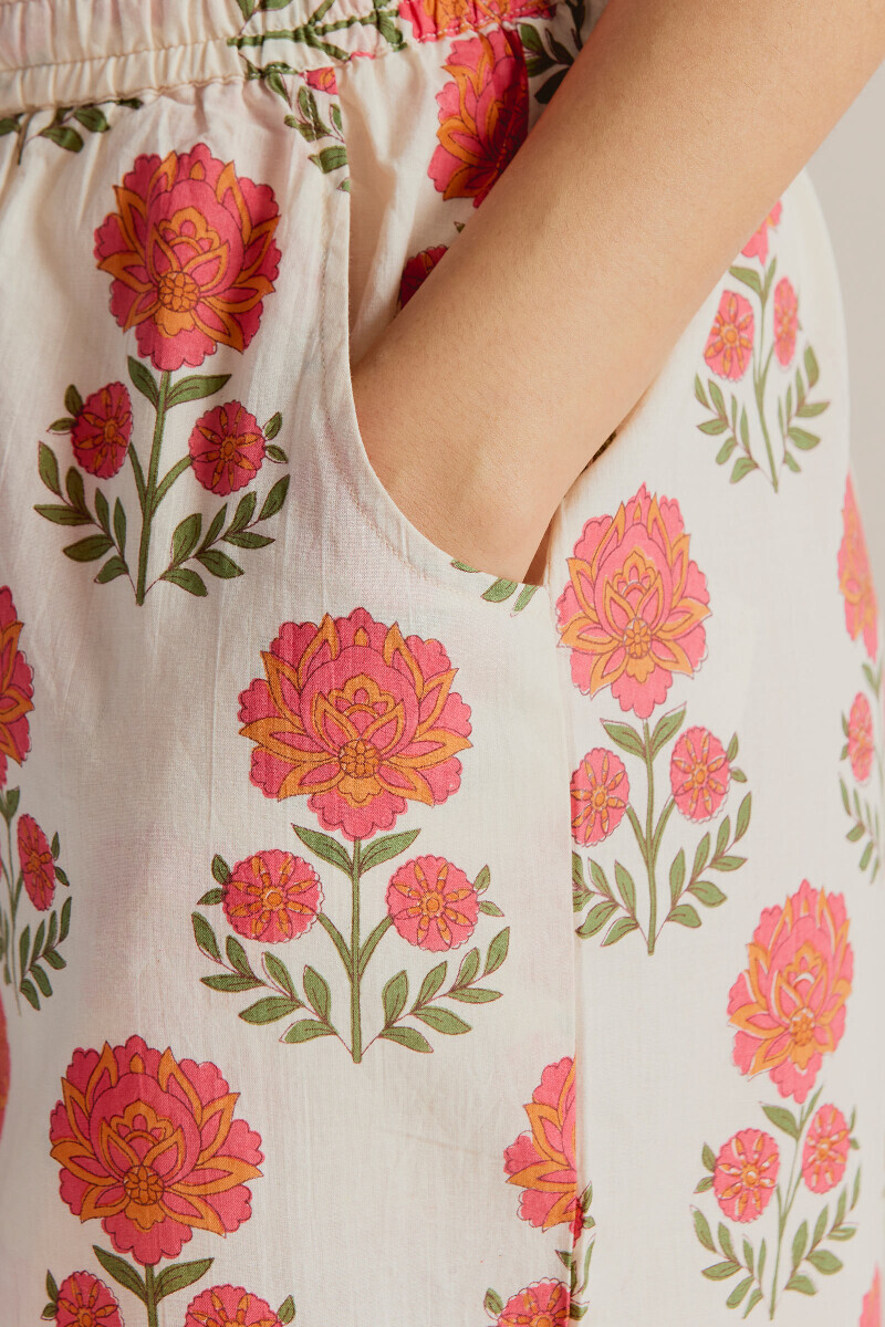 Off-White Hand Printed Cotton Farsi