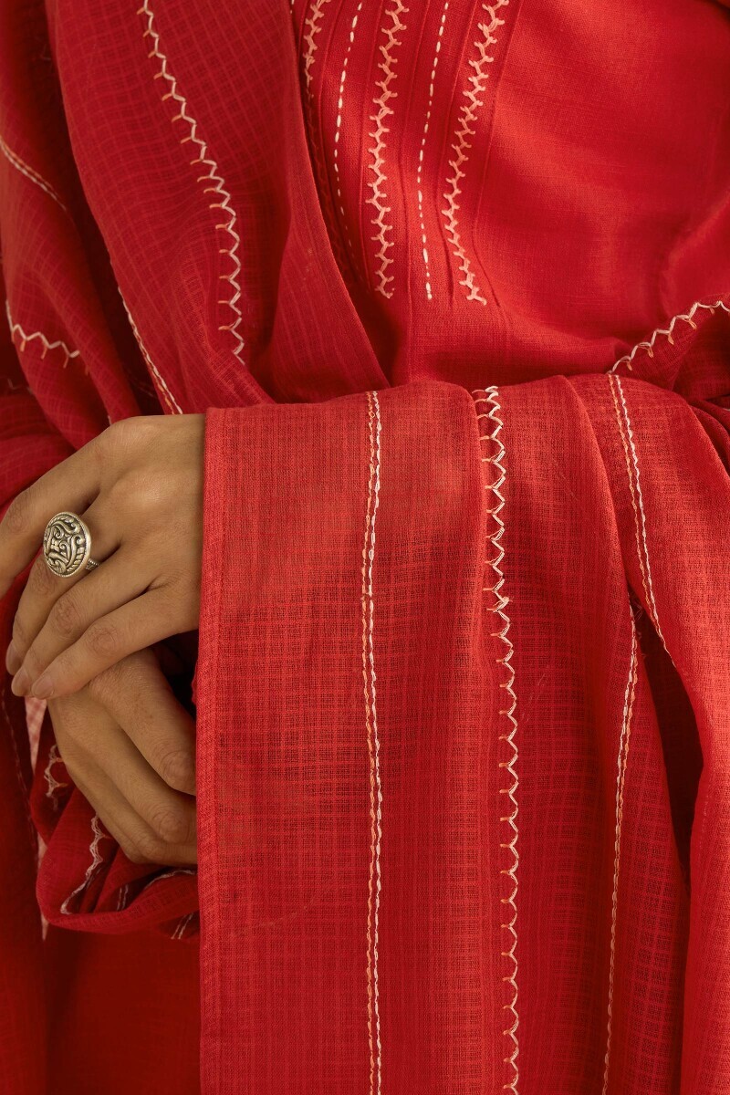 Red Handcrafted Kota Dupatta