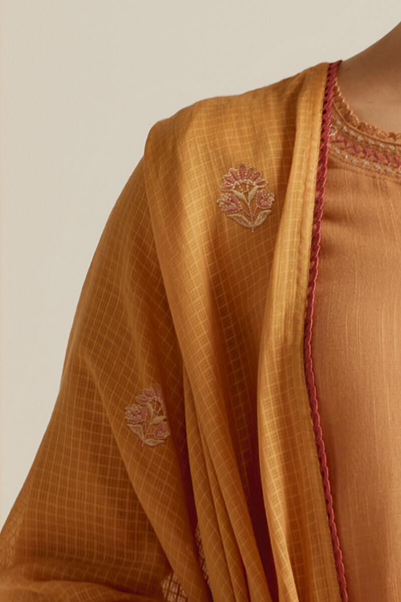 Mustard Handcrafted Kota Dupatta