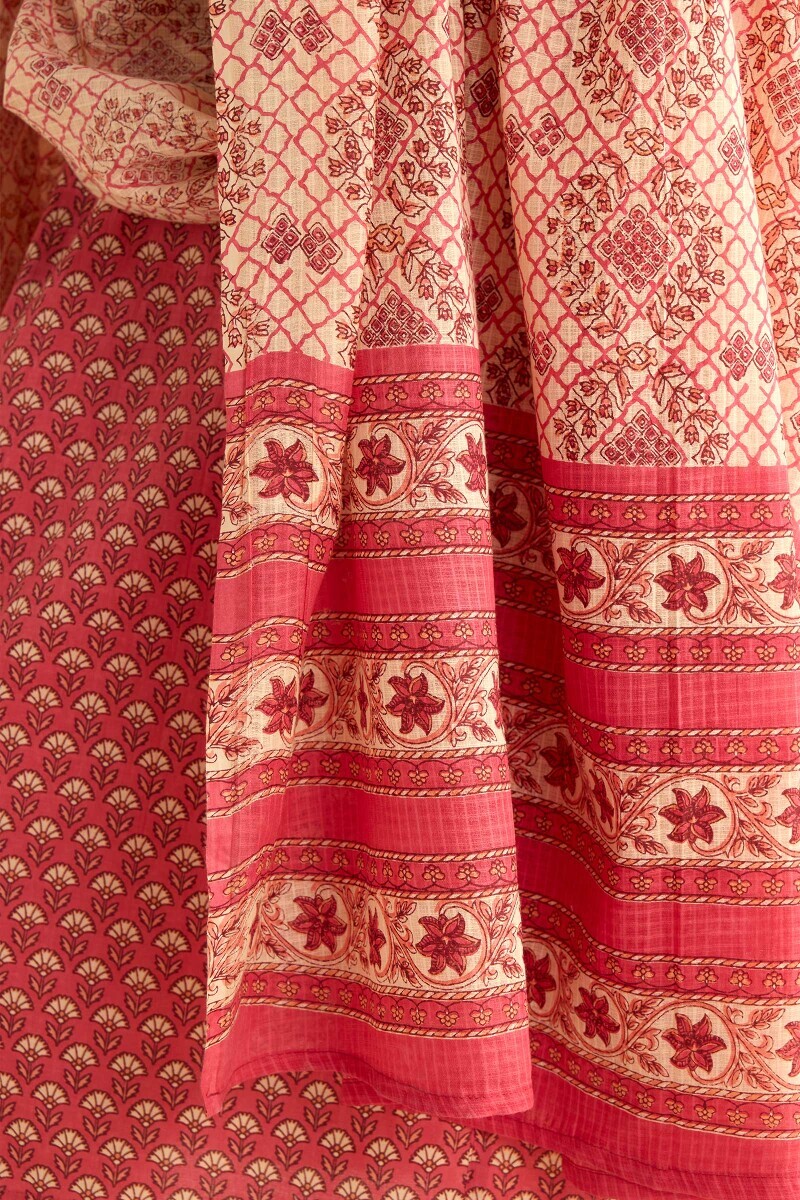 Cream Hand Printed Kota Dupatta